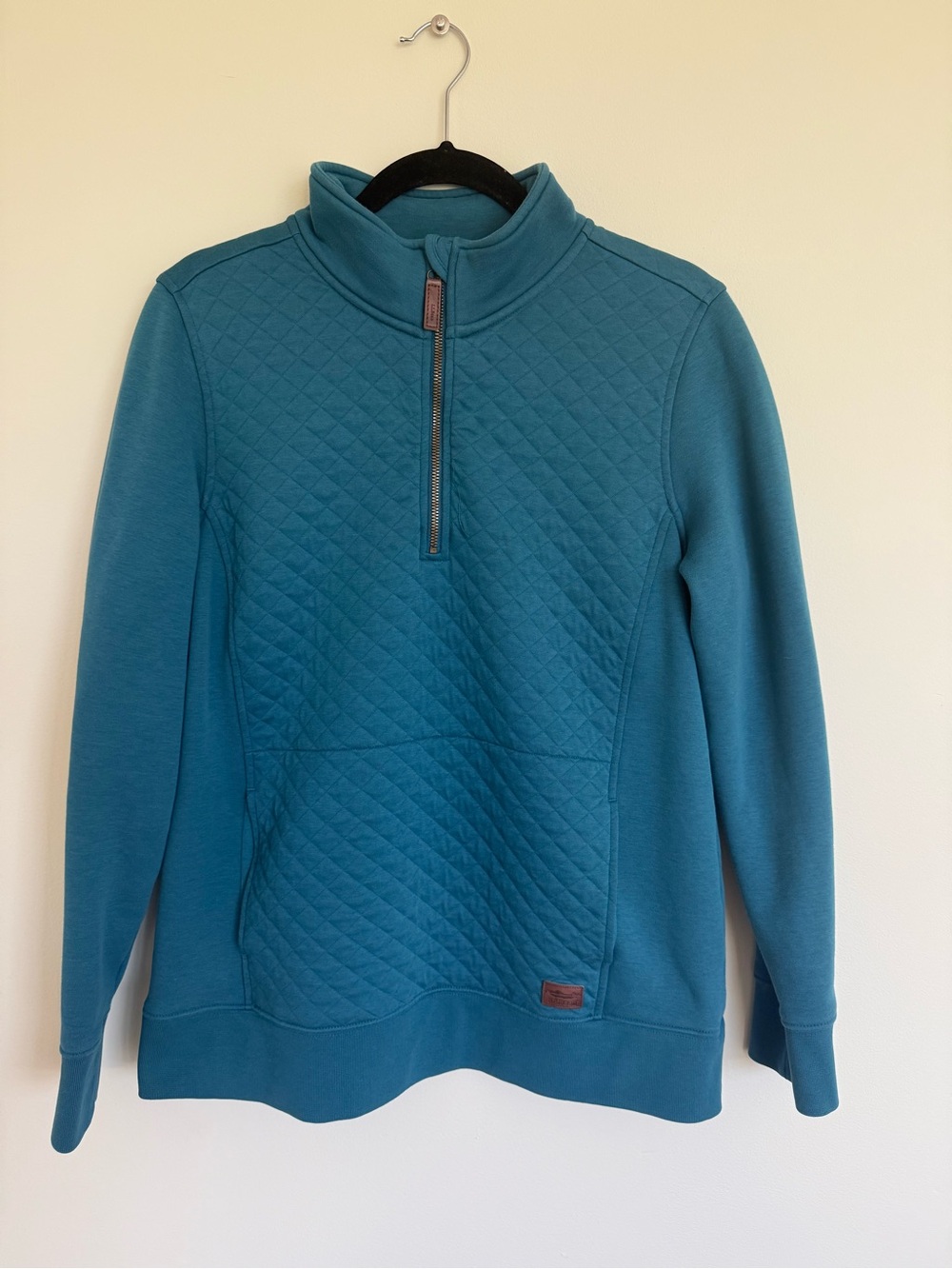 L.L. Bean Teal Quilted Half-Zip Pullover Sweatshirt